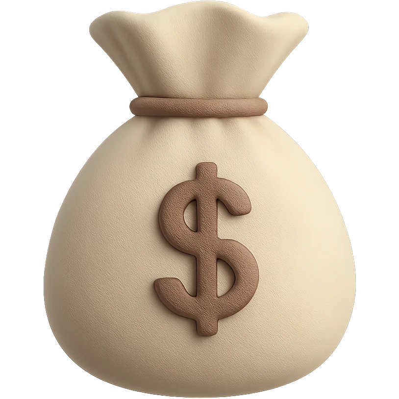 3d, skeuomorphic, minimalist, money bag emoji