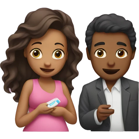 couple looking at pregnancy test emoji