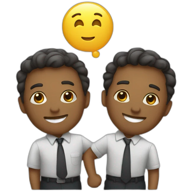 two friends colleagues celebrating emoji