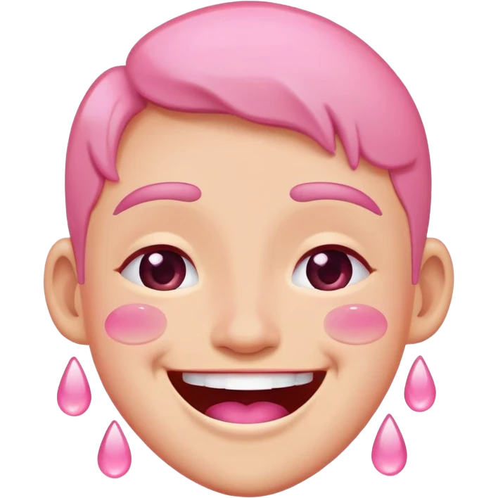 Laughing crying but pink tears emoji