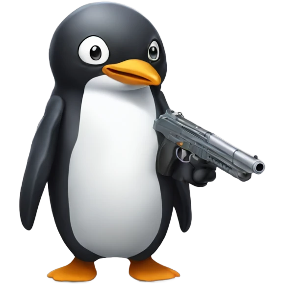 Penguin with gun anime emoji