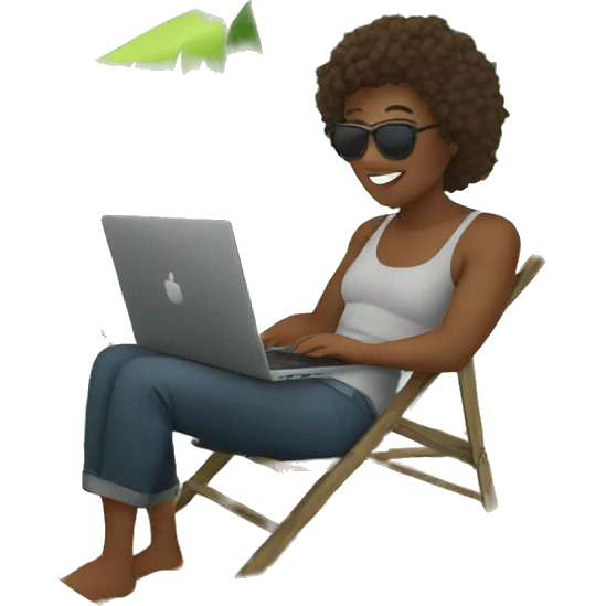 digital nomad working on the beach emoji