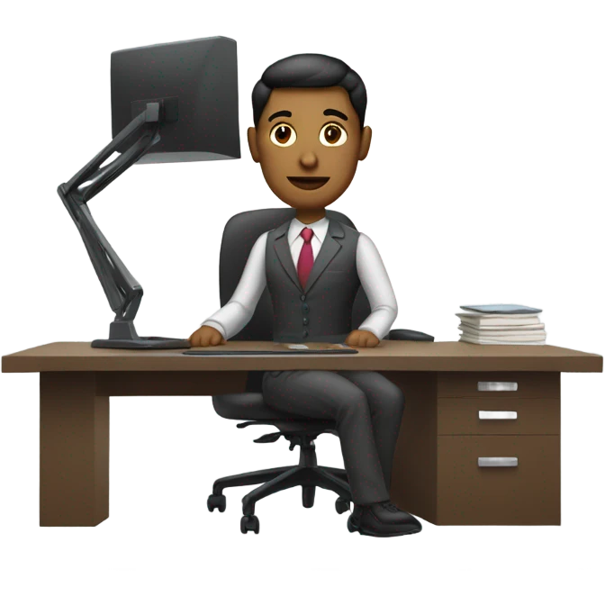 professional neutral gender worker at an office with computer emoji