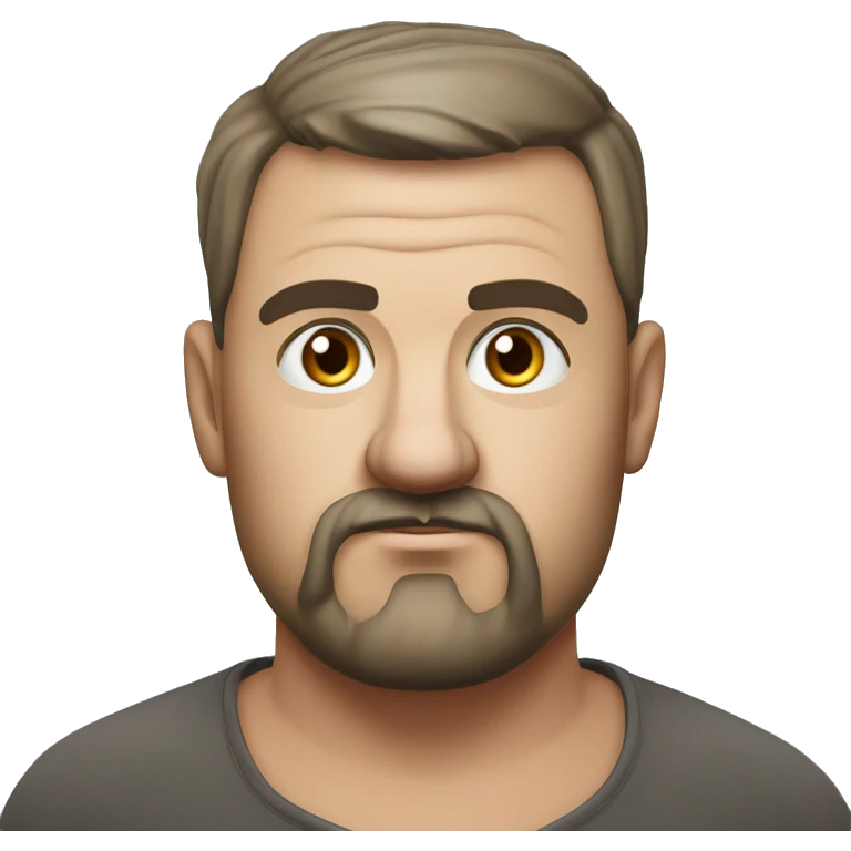 Photorealism A plump serious man of Slavic appearance with litle eyes with a goatee beard and mustache, with a  short haircut, big detailed face, wrinkled face emoji