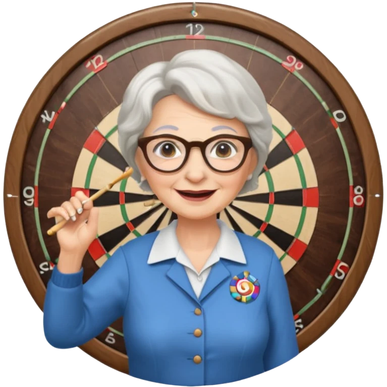 White lady grandma playing darts emoji