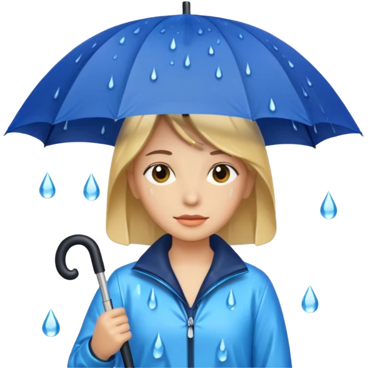 People getting wet (umbrella, dripping hair) emoji