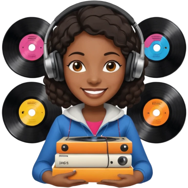 Vinyl Record Collector black woman emoji