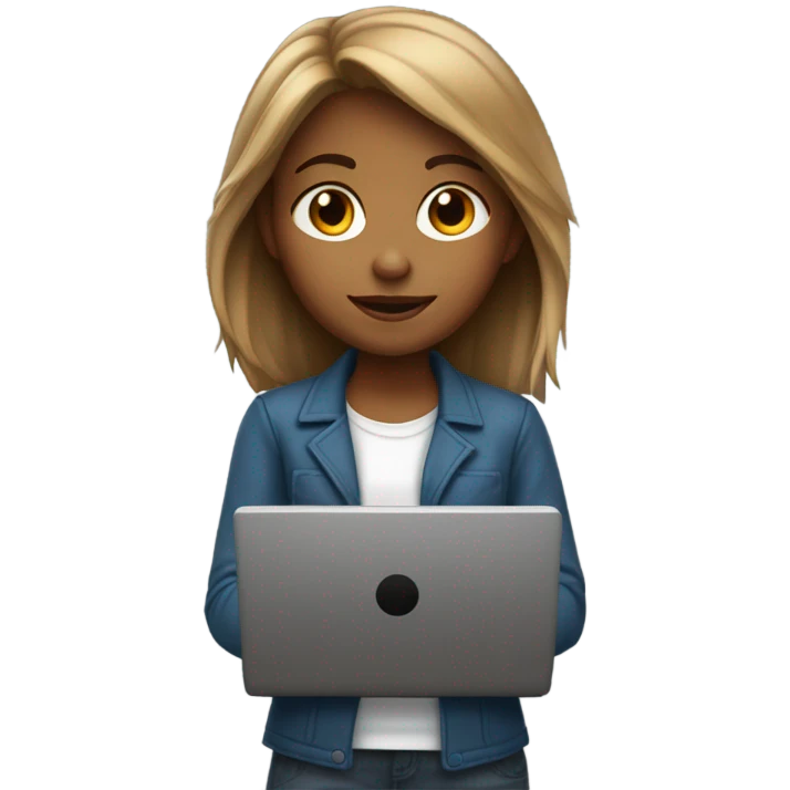 Medium hair light Brown girl, computer science intern with a laptop  emoji