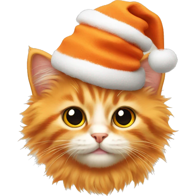 fluffy orange kitten with christmas hat  emoji