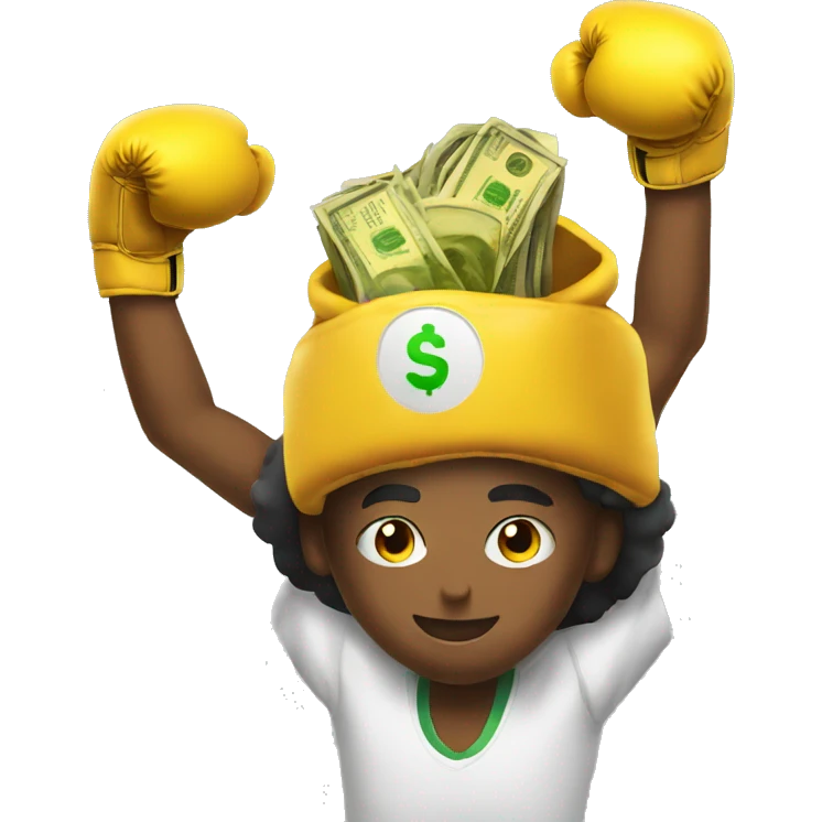 students in a boxing gloves with a money emoji on his head  emoji