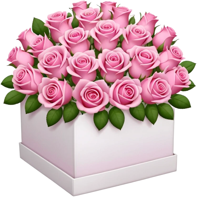 bouquet of pink 15 roses in a white box emoji