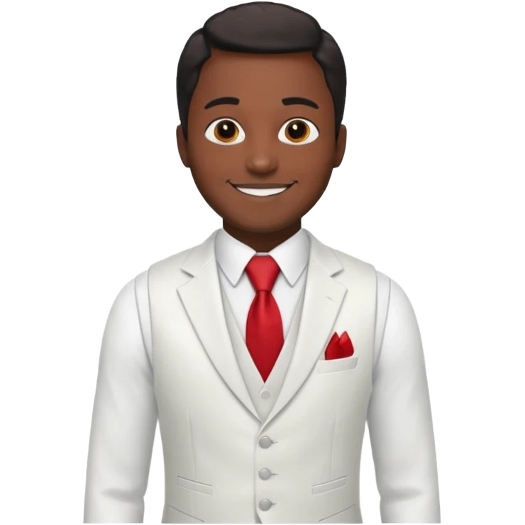 businessman, black skin, white suit vest, red tie emoji