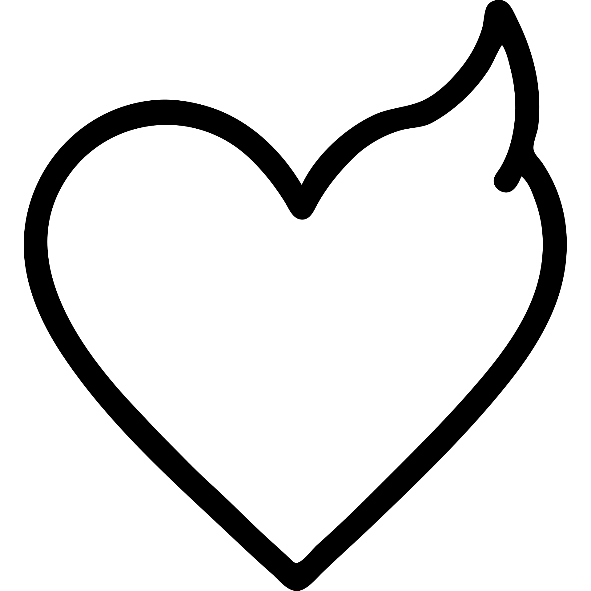 minimalist devil heart icon, thin black outline heart with a single horn, no fill, transparent background emoji