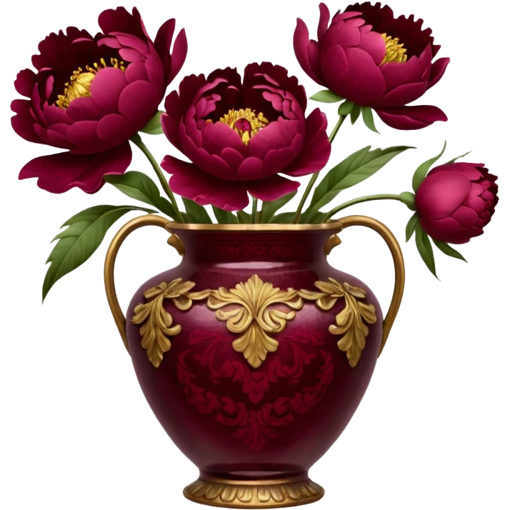 burgundy peonies in a vintage vase emoji
