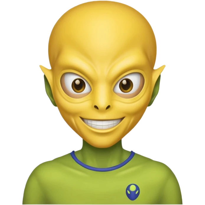 an alien with yellow mask and shirt, half upon
 emoji
