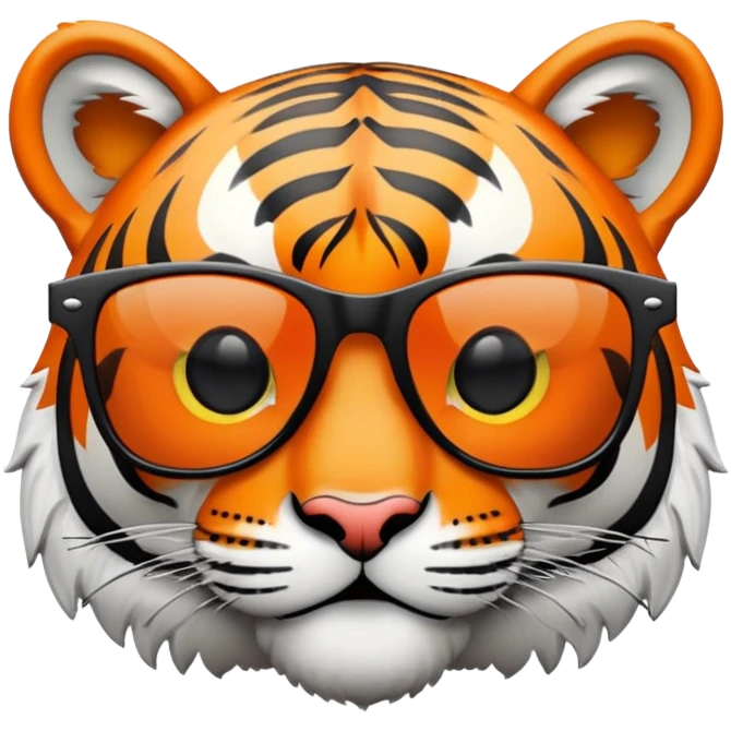 tiger face with dark lens wayfarer sunglasses, cool expression emoji