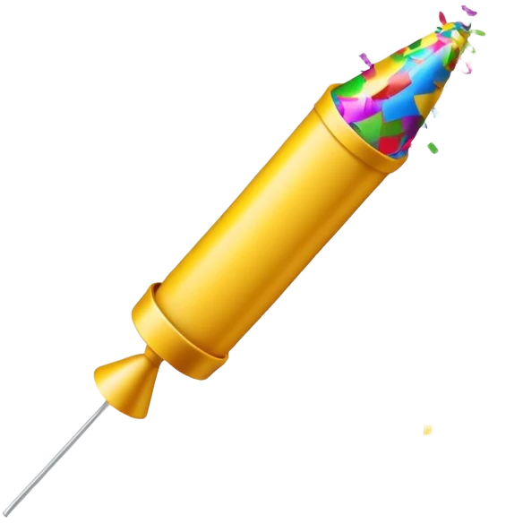 Colorful celebration with confetti and party poppers emoji