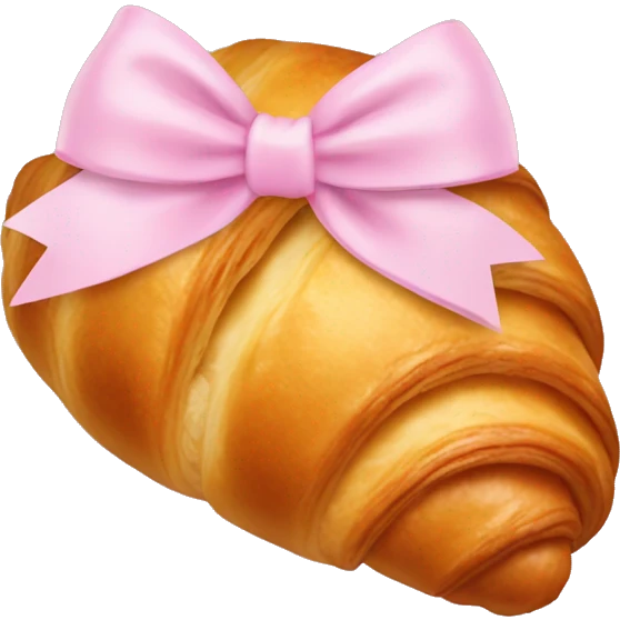 Croissant with light pink bow emoji