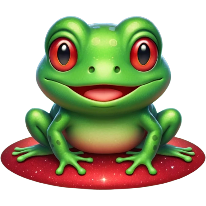 Frog Happy Cute Red Glitter Space emoji