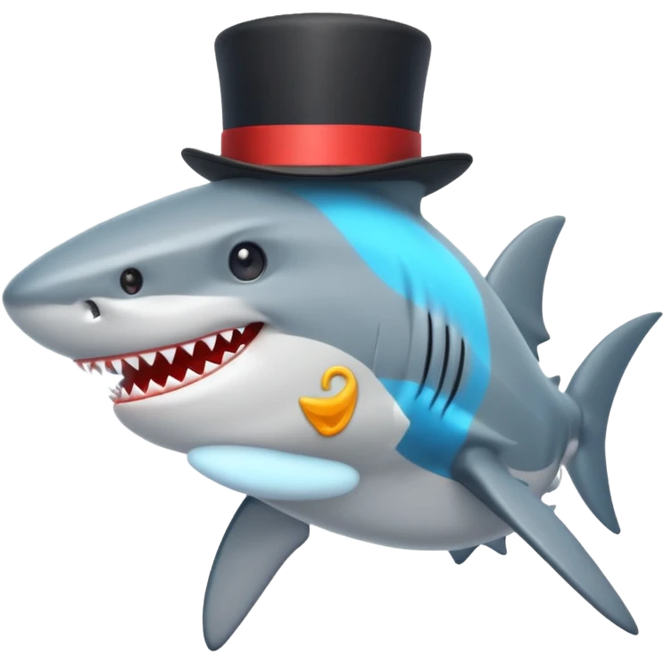 Shark with a top hat emoji