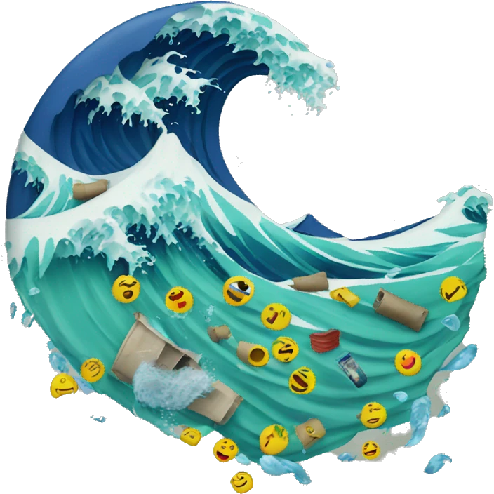 Wave with  waste floating emoji