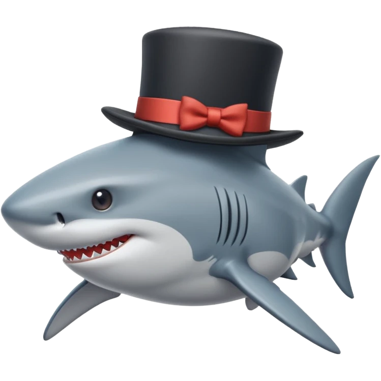 Shark with a top hat emoji