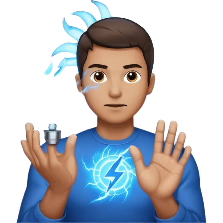 man producing electric emoji
