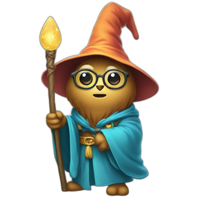 golang mascot as standing wizard with staff emoji