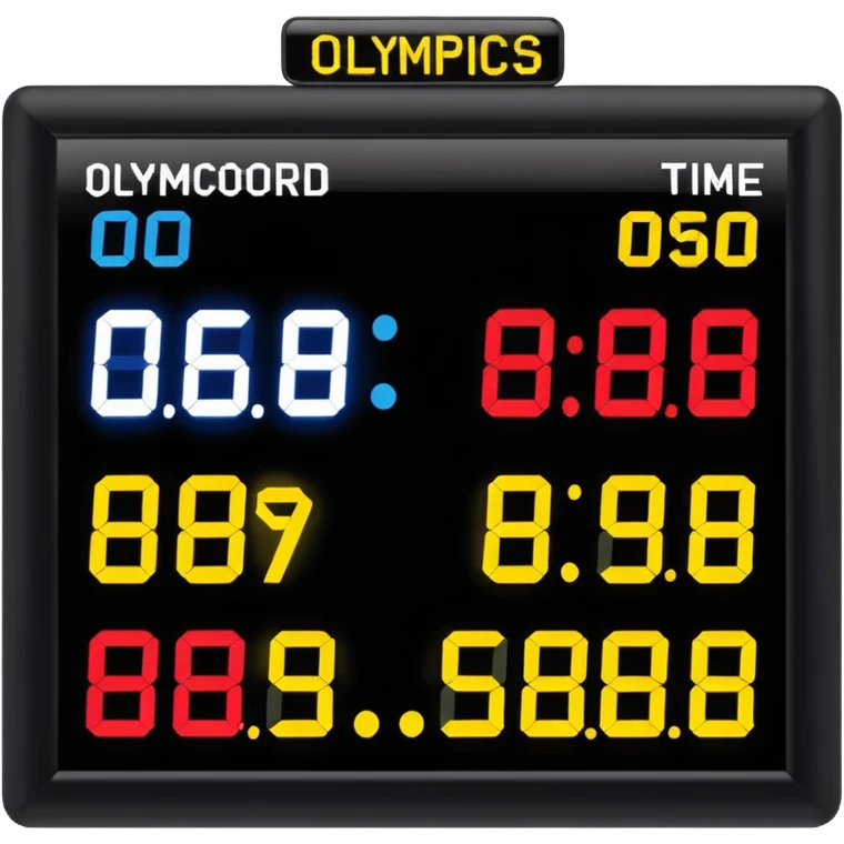 un panneau des jeaux olympic qui affiche le temps des coureurs affichant 9.58s  emoji