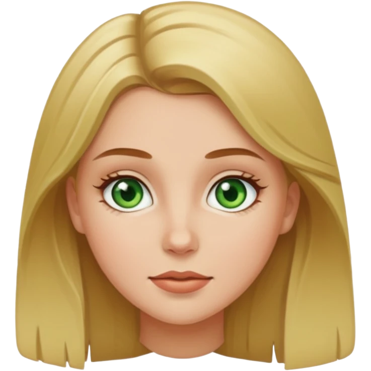 A White girl with blond and brown hair and Green eyes emoji