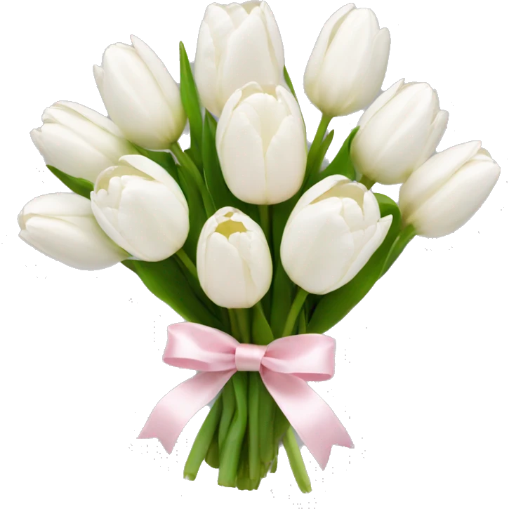 White tulips bouquet with light pink bow  emoji