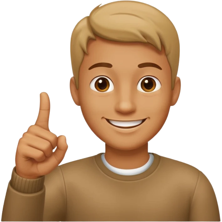 man pointing with index finger on his hand and smiling emoji