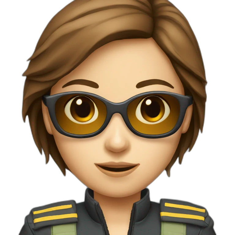 young brown hair female Boing pilot with sunglasses emoji
