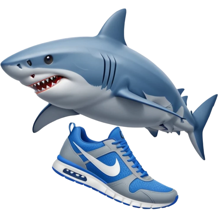 Shark with blue nike shoes on his legs emoji