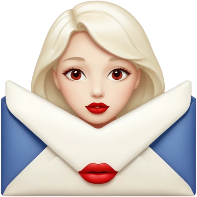 a beautiful loving kiss on it lipstick white opal envelope emoji