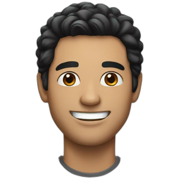 smiling man with black hair emoji