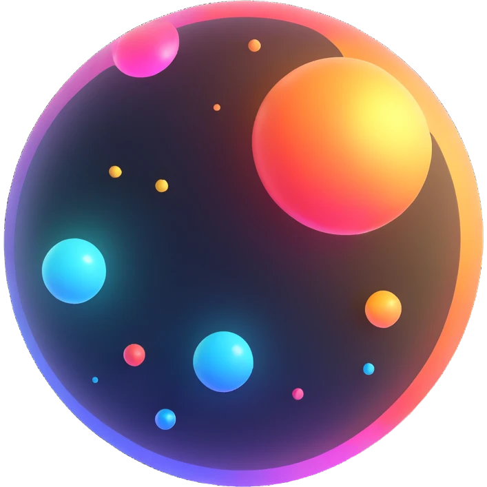 Floating multicolor orb with a soft glow — a little futuristic, particles. emoji