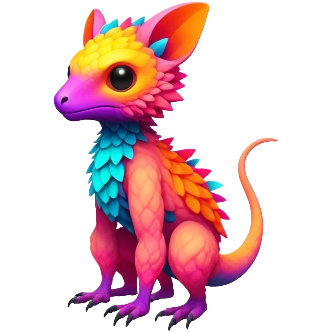 lush warm-colored modern colorful neon-colored Fakémon-Trico-creature (full body) emoji