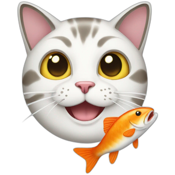 Cat eating fish emoji