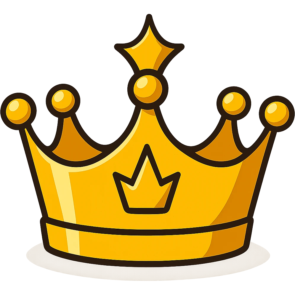 Make the cartoony crown gold and shiny, keeping it playful and simple in a vibrant toon style. emoji