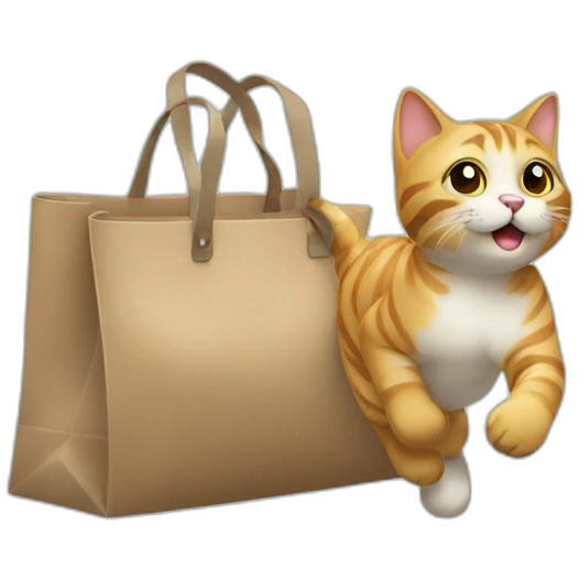 cat run with bag emoji