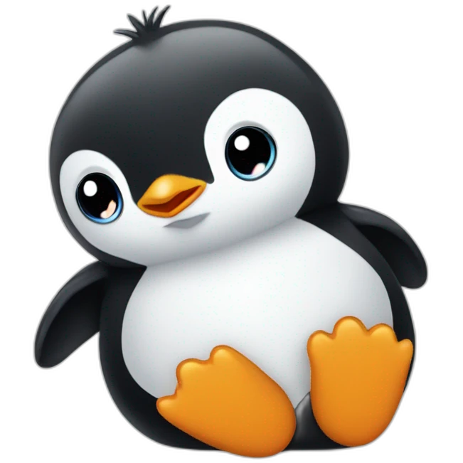Baby penguin fallen down emoji