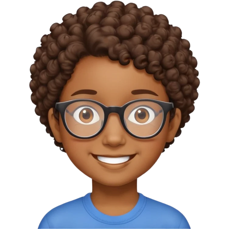 "- Nam
- 10 tuổi
- Da nâu
- Tóc ngắn, xoăn xù
- Cười tươi, đeo kính
" emoji