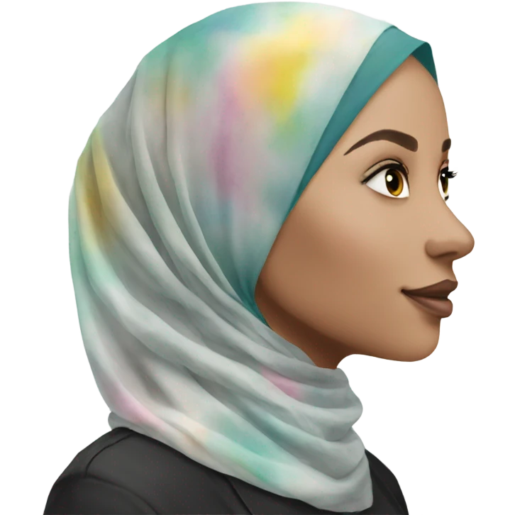 Transparent multi-watercolor hijab emoji