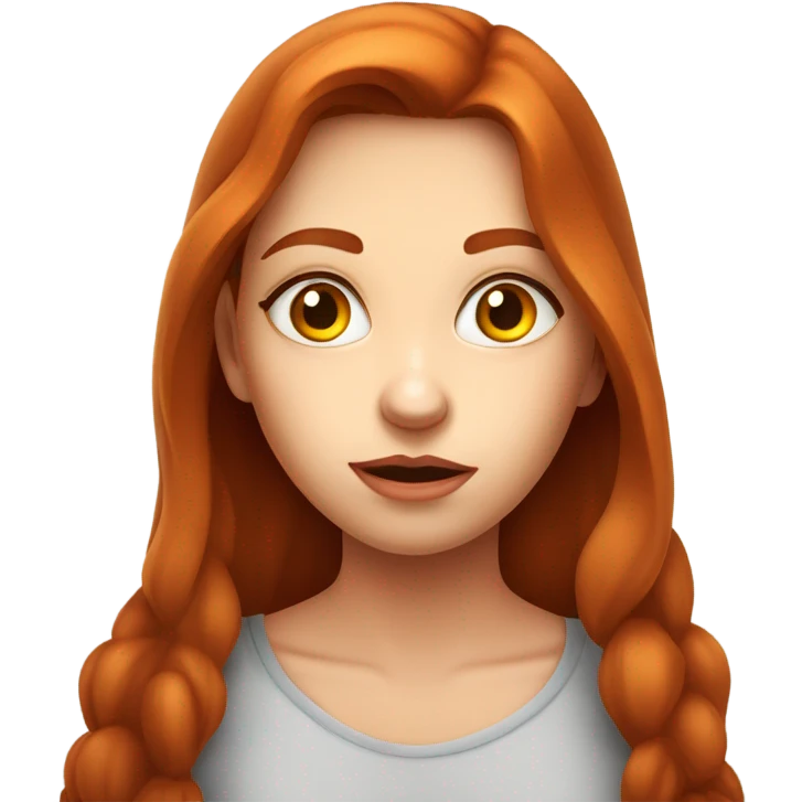suspicious girl face, questioning. raised brow. beautiful redhead girl emoji