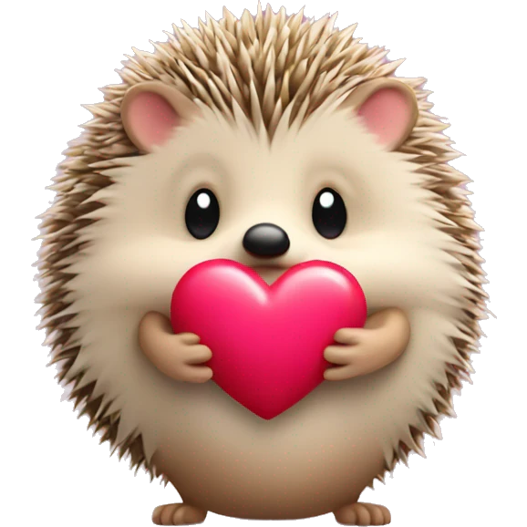 Hedgehog with a pink bow and holding a red heart emoji