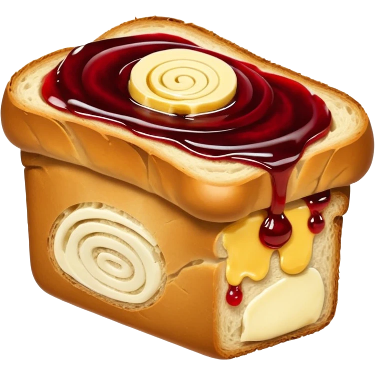 a loaf of bread with butter and jam emoji