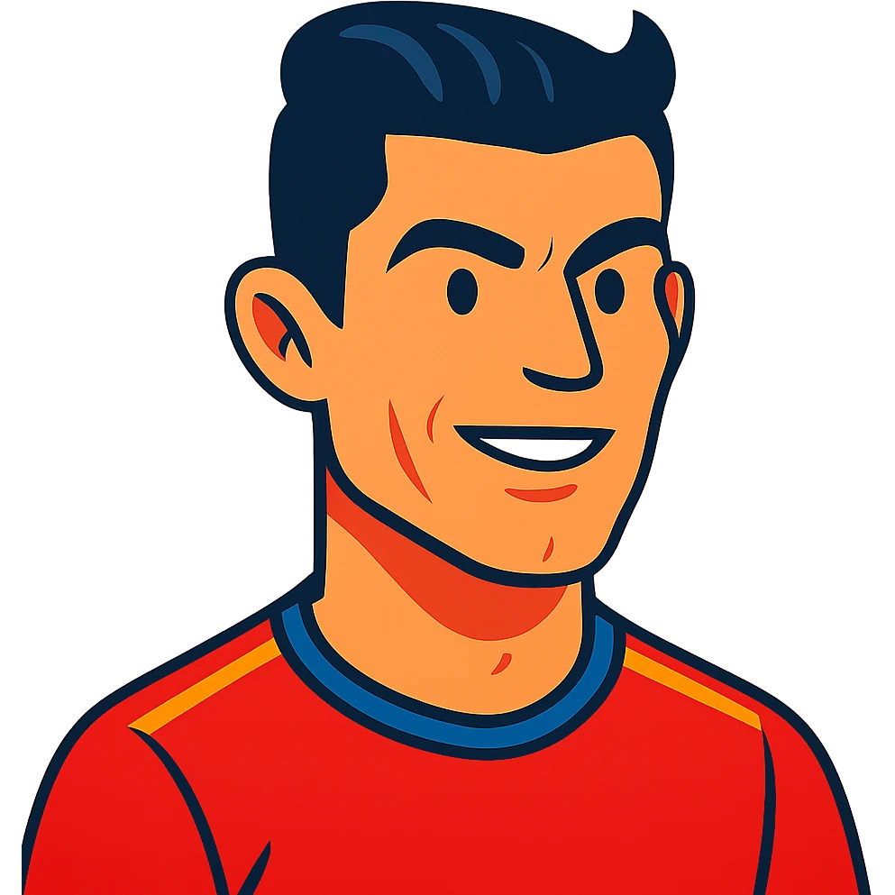 Cristiano Ronaldo as a vibrant toon icon, bold colors, cartoonish features emoji
