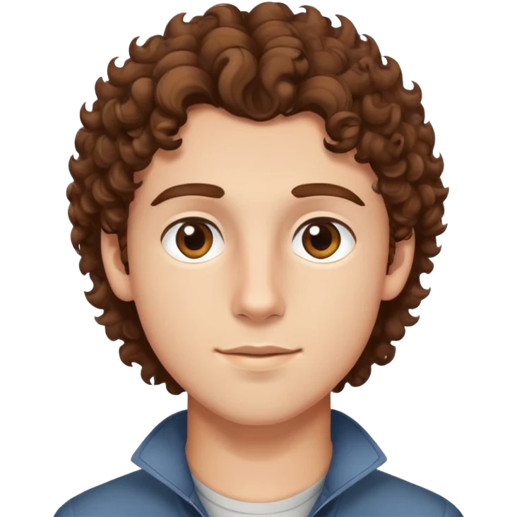 good looking young adult boy with brown curly hair and brown eyes emoji