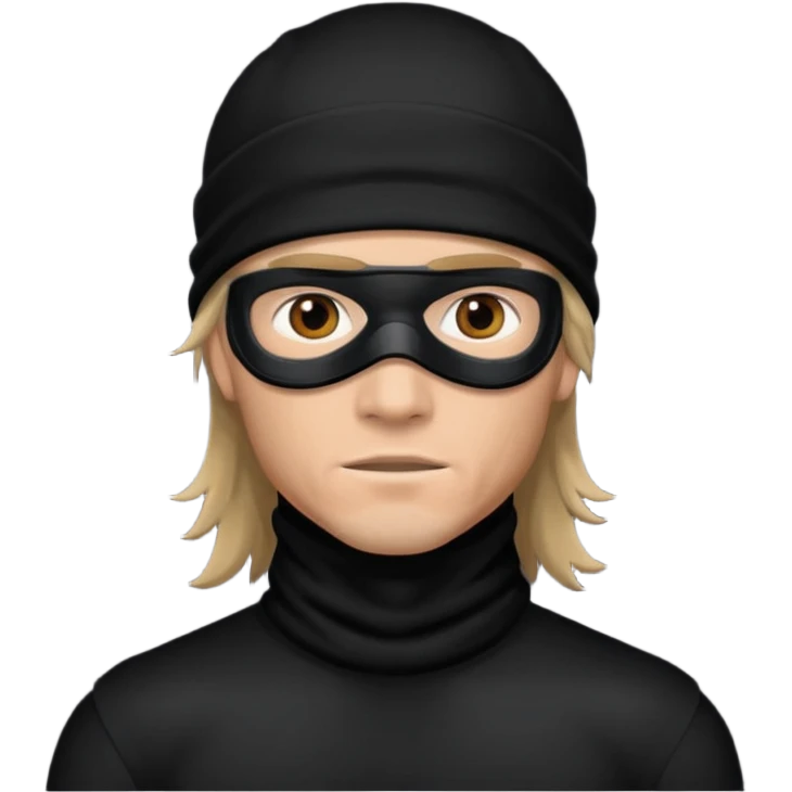 A guy with a mullet and a black baclava emoji